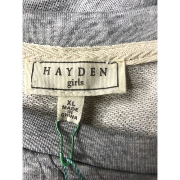 Hayden Girls NWT Gray  Peek-A-Boo Long Sleeve Sweatshirt Tunic Pockets Size XL - Picture 6 of 8